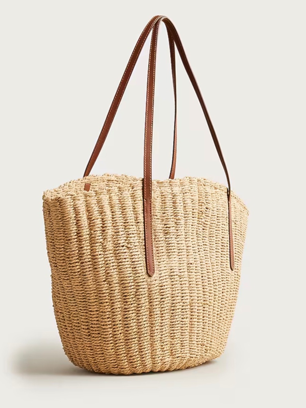 J. Crew Como Woven Straw Tote in Natural Straw